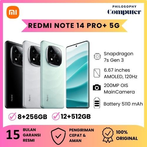 Xioami Redmi Note 14 Pro+ 5G 12/512GB - NFC - 6,67" Amoled 120Hz - Garansi Resmi Xiaomi Indonesia