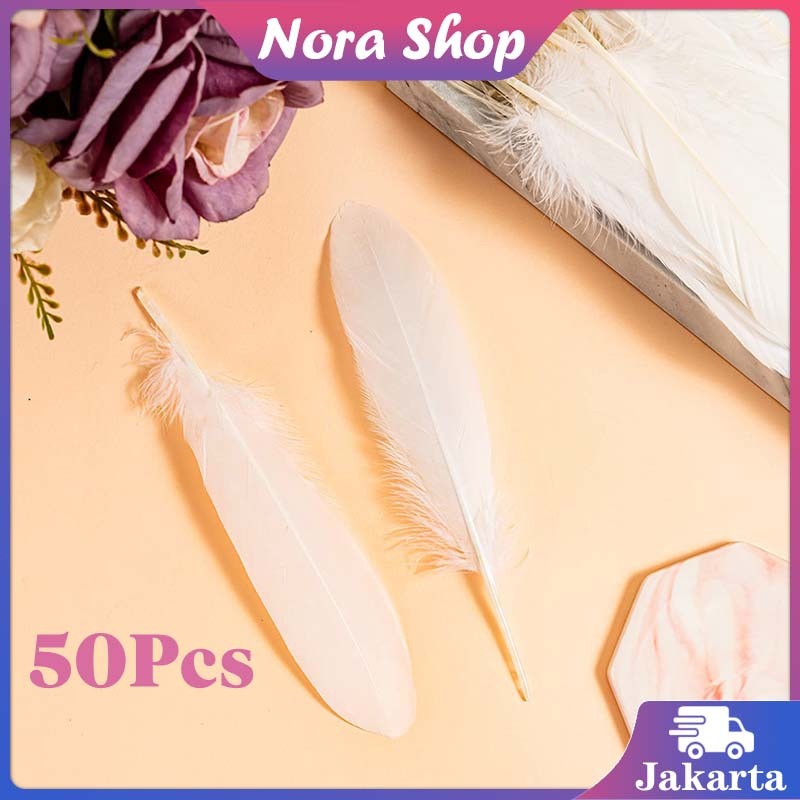 50 Pcs Bulu Angsa Aksesoris / Bulu Angsa Sayap Panjang Ornamen / Bulu Angsa Putih
