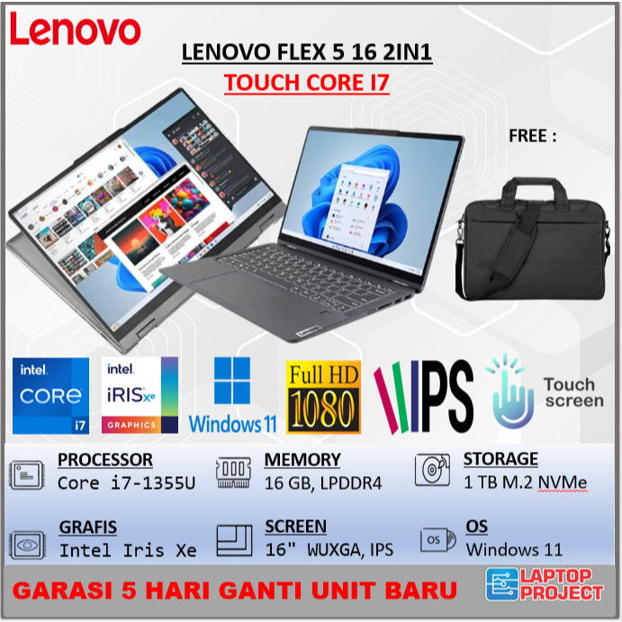 LENOVO FLEX 5 16 2IN1 TOUCH I7 1355 16GB 1TB W11 16.0FHD IPS Touchscreen