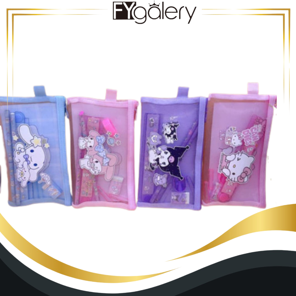 

FYGALERY Whimsical Stationery Bundle / Set Alat Tulis 7 in 1 / Pouch Set Alat Tulis Ziplock / Paket Alat Tulis Motif Lucu Y3433