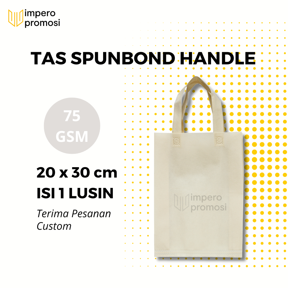 

Impero - GOODIE BAG SPUNBOND HANDLE 20x30 / Harga Lusinan / Kantong Belanja Murah (Cream)