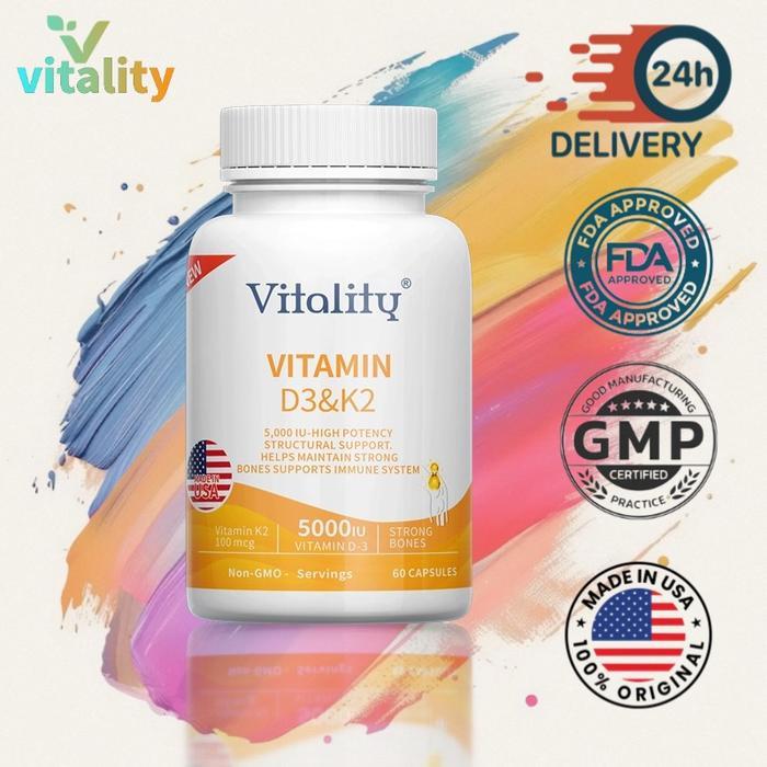 Vitamin D3&K2 (5000 IU) 60 kapsul / Vitamin D3 5000 IU