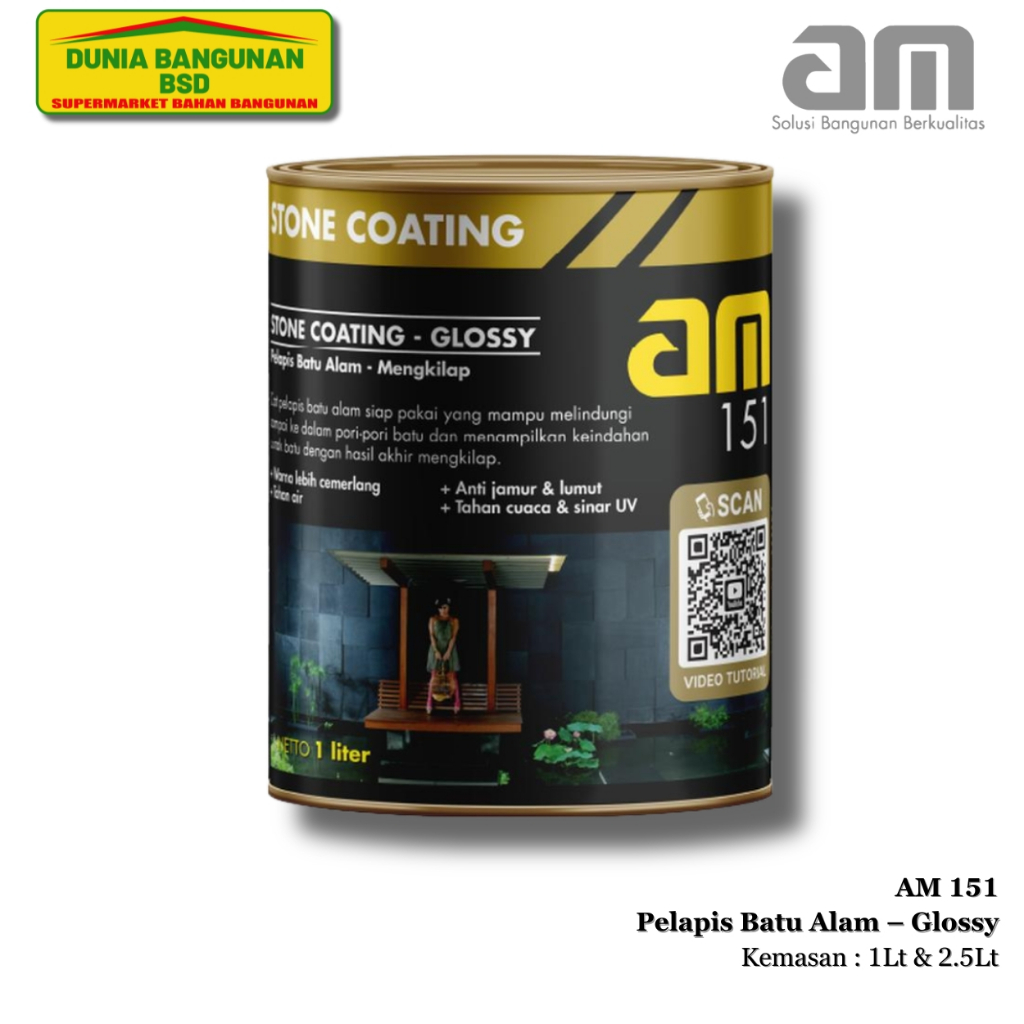 AM 151 Pelapis Batu Alam Glossy Stone Coating Clear Gloss Kilap Coating AM 151