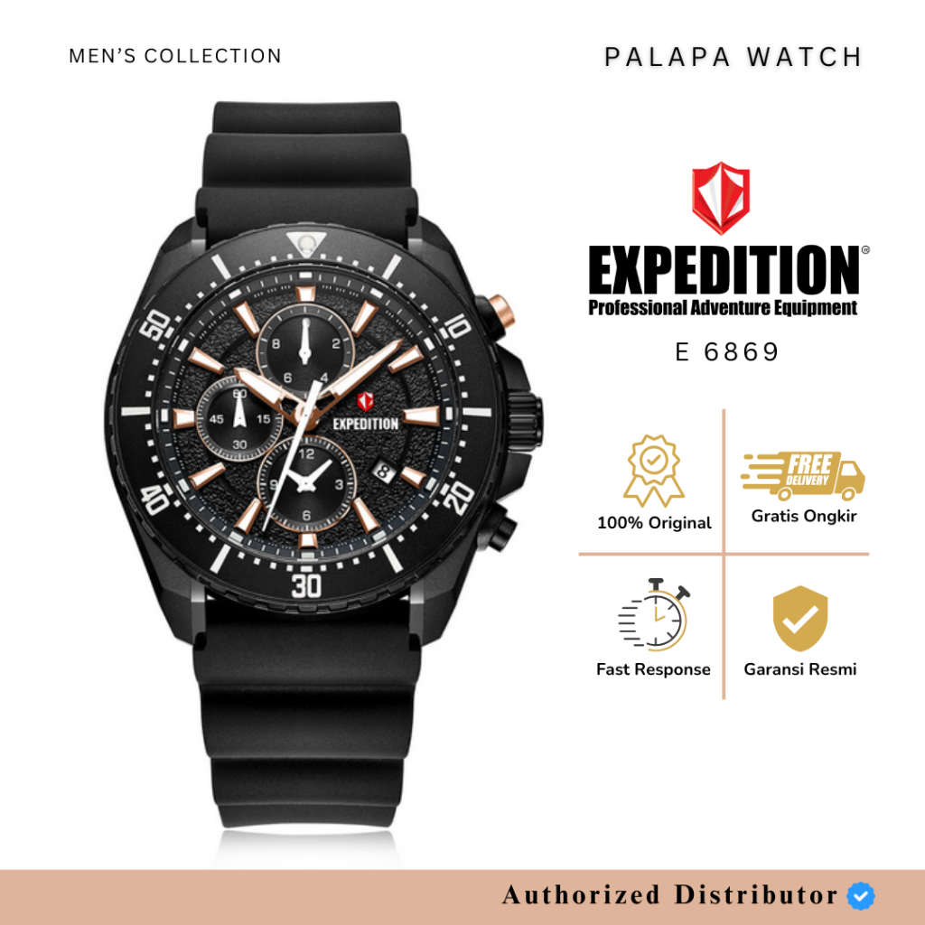 Jam Tangan Pria Expedition EXP 6869 / E6869 / 6869 Rubber Original Garansi 1 Tahun