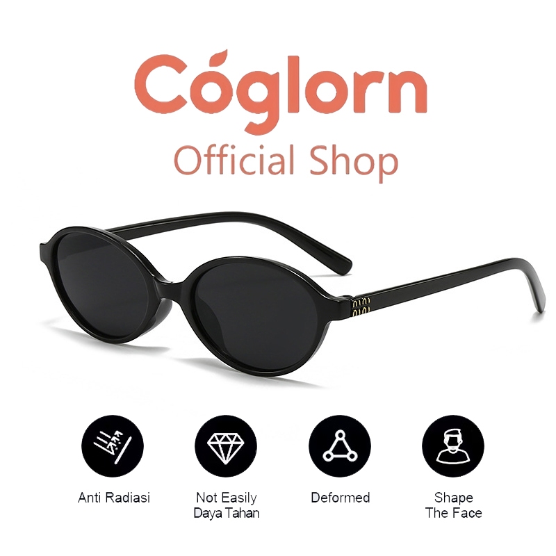 Coglorn Kacamata Y2K Retro Vintage Wanita Dan Pria Optik Bingkai Oval Kecil Korea Kacamata Hitam Uni