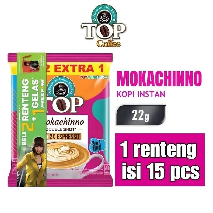 

Top Mokachinno Kopi Instan Renceng Double Shot 2X Espresso 22gX15s Gratis gelas Free Fire