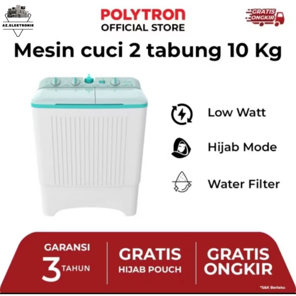 Mesin Cuci Polytron 10 kg 2 tabung/ Mesin Cuci Polytron 1076