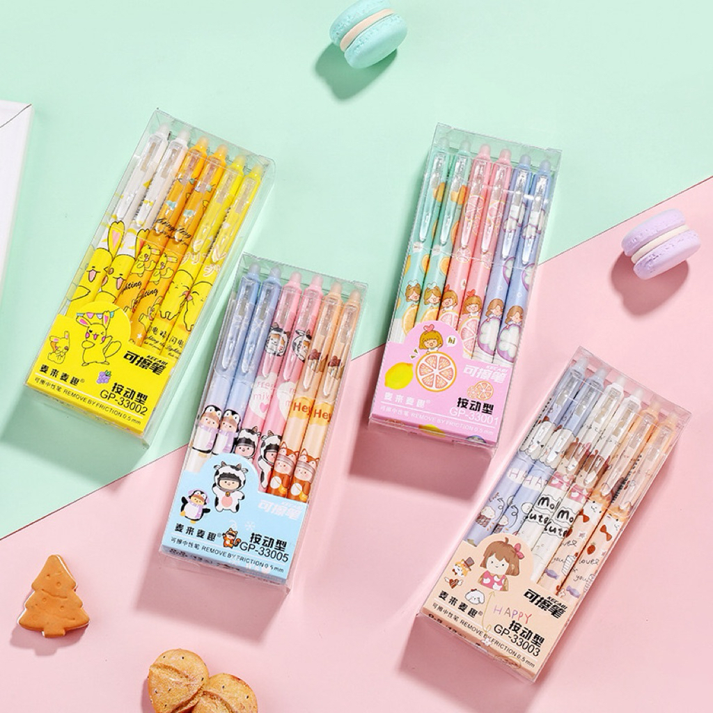 

(12pc) Bolpen Gel Hapus /Pulpen Gel Hapus ODEMEI / ESELON Hitam Estetik/ Erasable pen