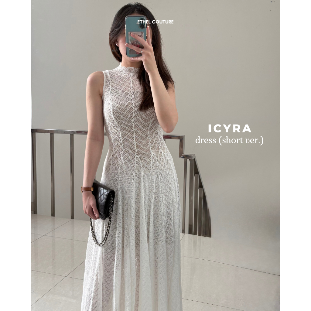 [READY] ETHEL COUTURE - Icyra Turtle Dress / terusan dress panjang wanita lengan panjang lengan pend