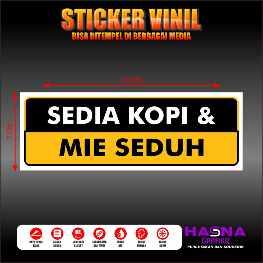 

STIKER ETALASE / STIKER WARUNG SEDIA KOPI SEDUH / MIE SEDUH