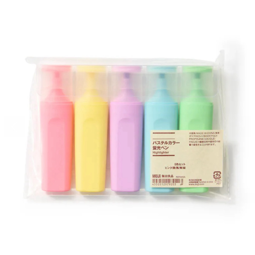 

MUJI_ Pastel highlighter pen set of 5 colors_ Set stabilo pastel isi 5 warna