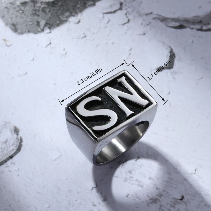 Cincin SN / Cincin Logo SN - SONS Of Ring Hip Hop Punk / Cincin Cowok Biker Model Kotak Persegi Huru