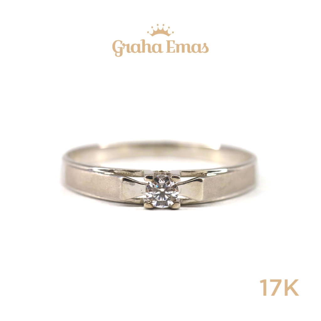 Graha Emas Cincin Emas Putih Bentuk 17K - White Gold Model Ring 17 Carat M1092