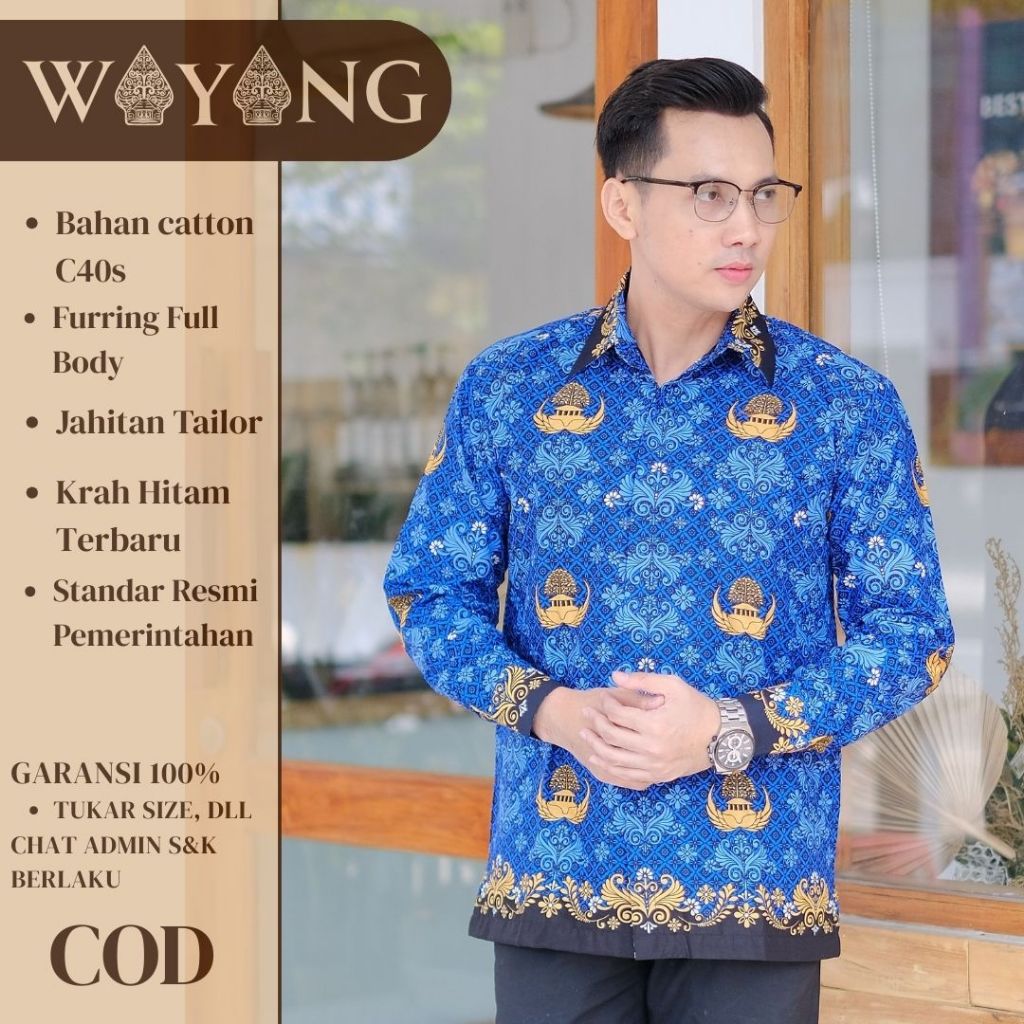 Kemeja Korpri Pria Lengan Panjang Original Bahan Cotton C40s Seragam PNS ASN Dinas Kantor Formal Res