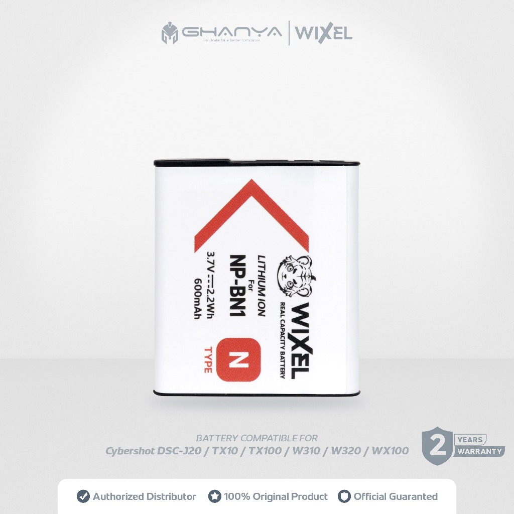 WIXEL Baterai Kamera NP-BN1 for Sony CyberShot DSC J20 T110 T99 TX10 TX100 TX20 TX200 TX5 TX55 TX66 