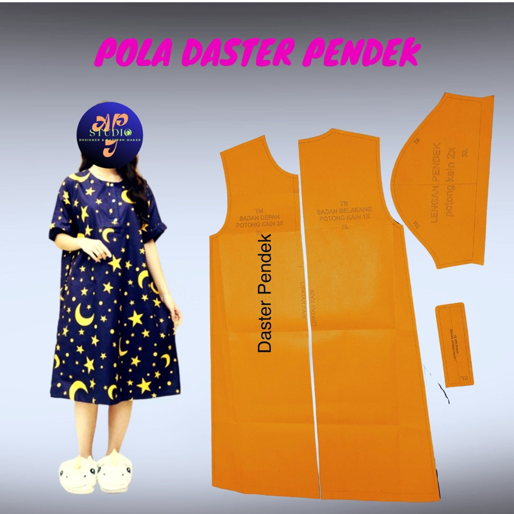 Pola daster pendek Pola instan Belajar jahit Pola jahit RJI