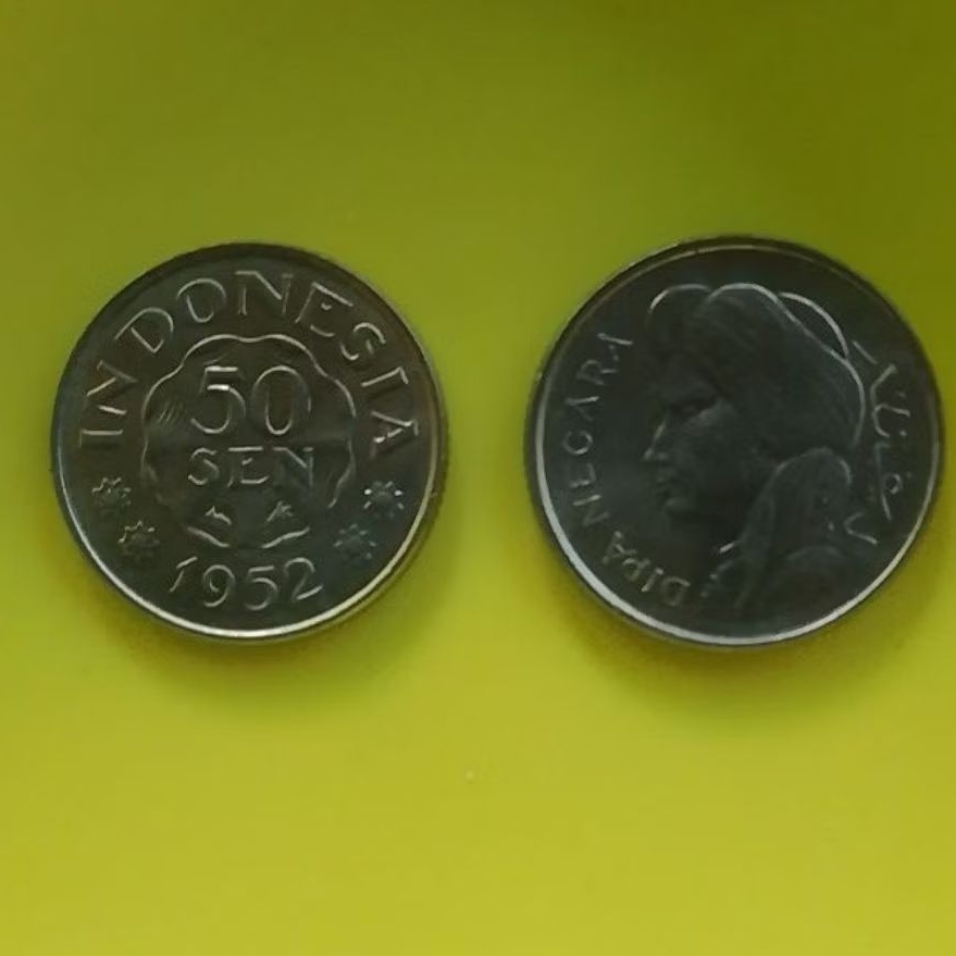 KOIN KUNO ASLI 50 SEN DIPANEGARA TAHUN 1952