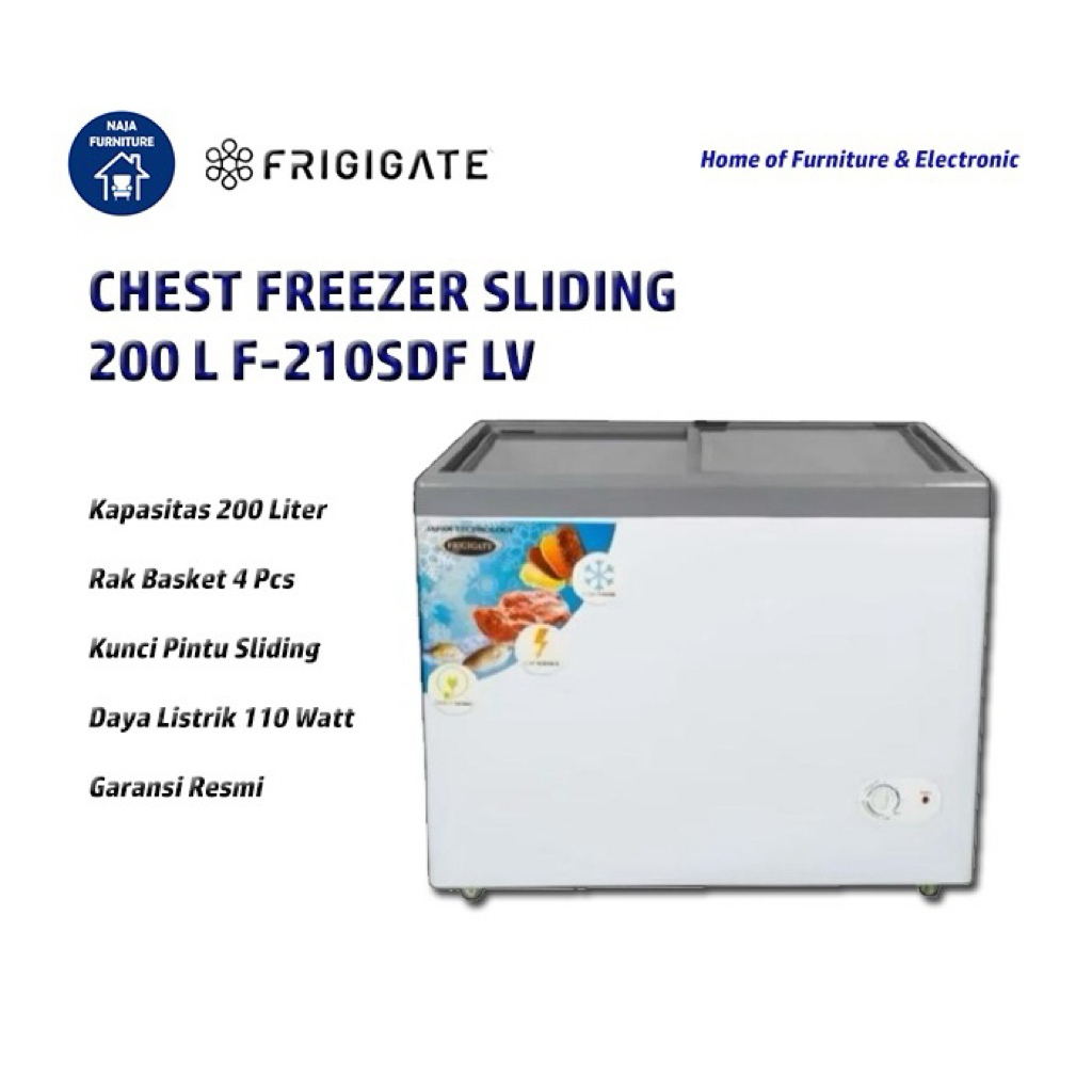 FRIGIGATE Chest Freezer Sliding 200 Liter CF-210SDF LV | Freezer Frigigate Sliding 200 Liter | Freez