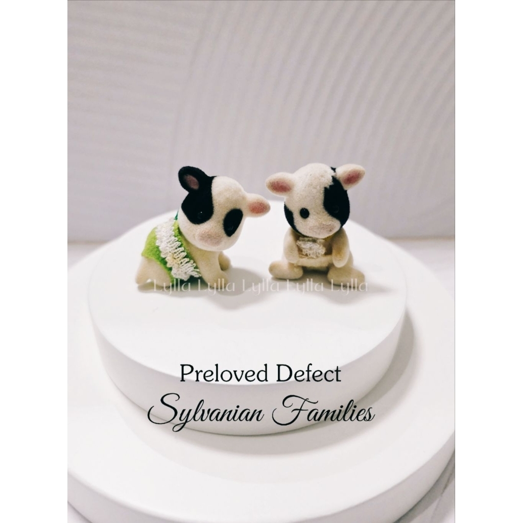Preloved Rare Defect Sylvanian Families Friesian Cow Baby Twins