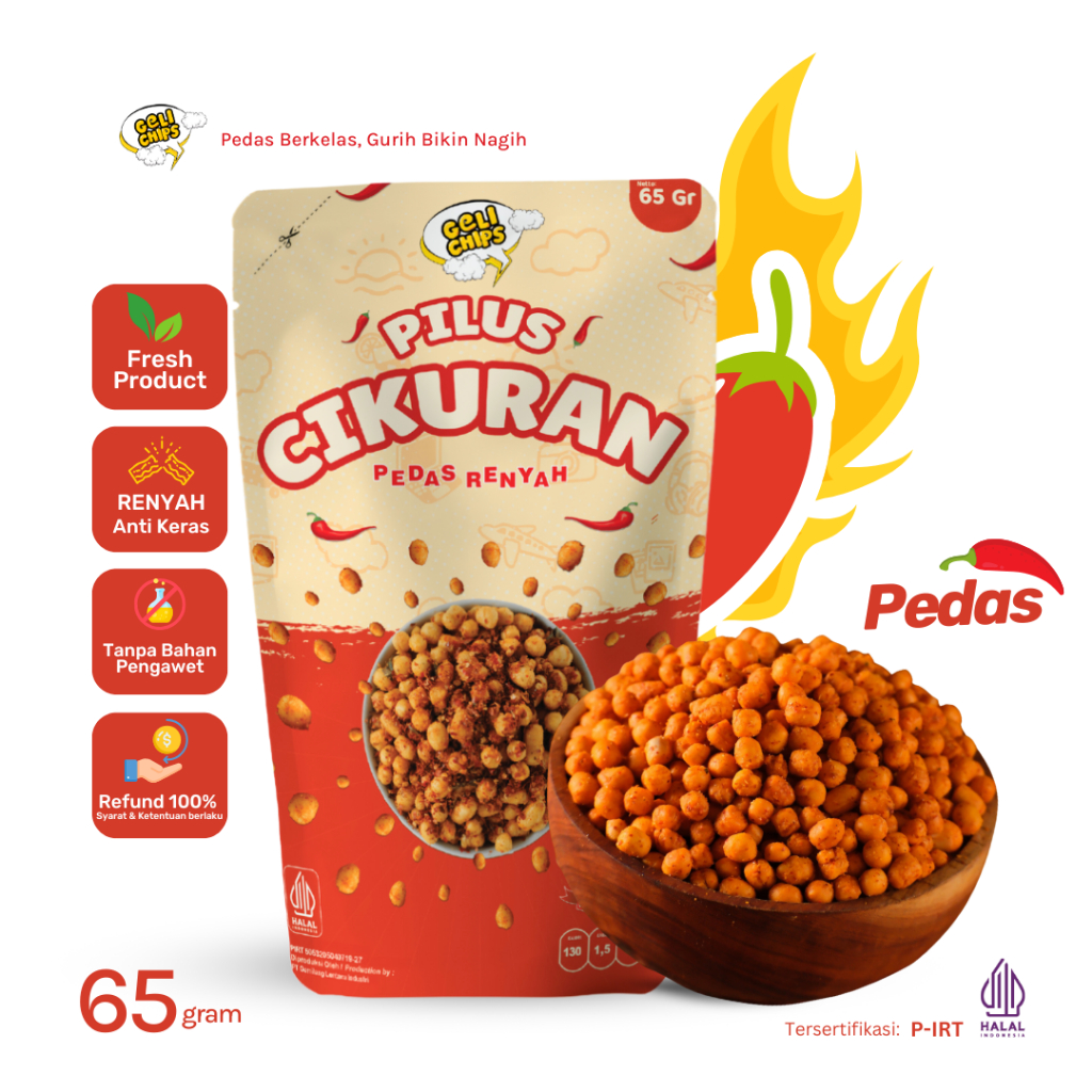 

GELICHIPS - Pilus Cikuran Pedas Renyah 65gr