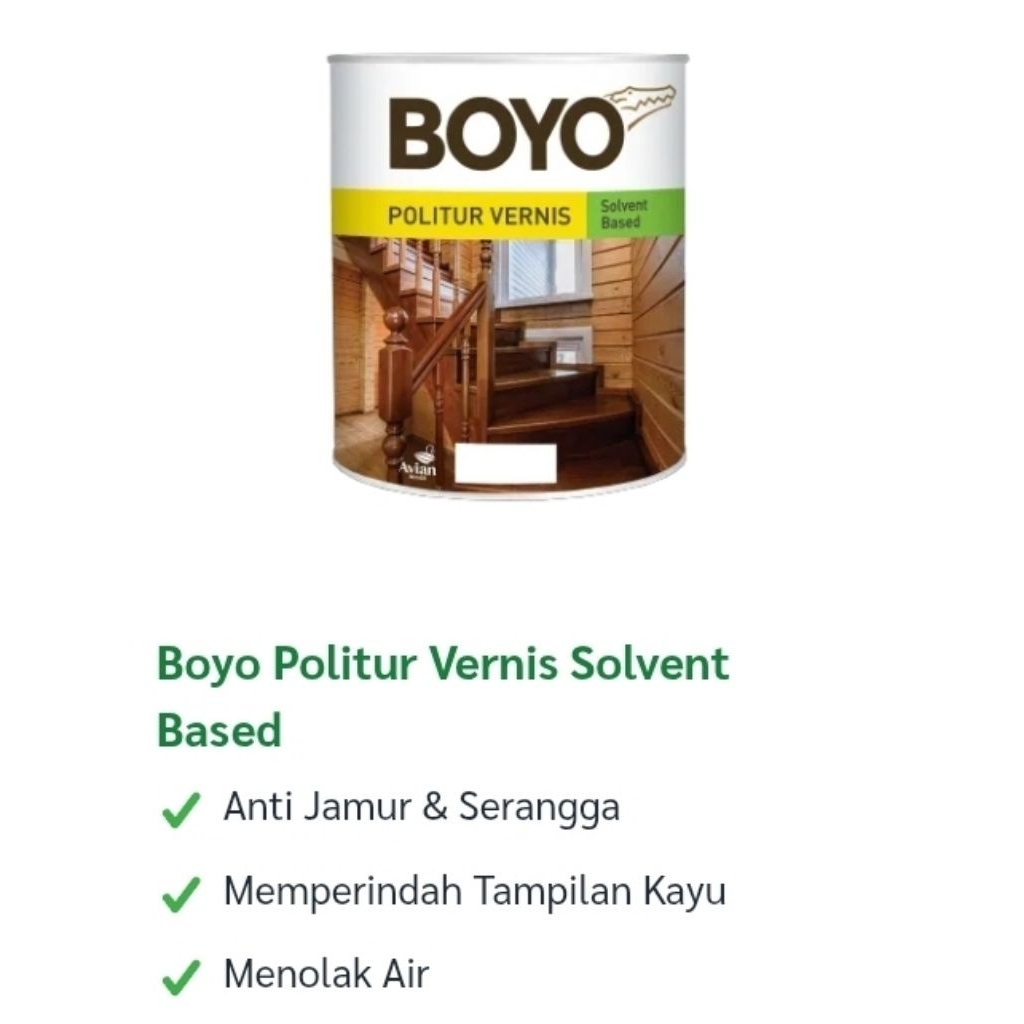 CAT PELITUR POLITUR PLITUR VERNIS PERNIS KAYU BOYO 1/2 Liter 0.5KG 500ML
