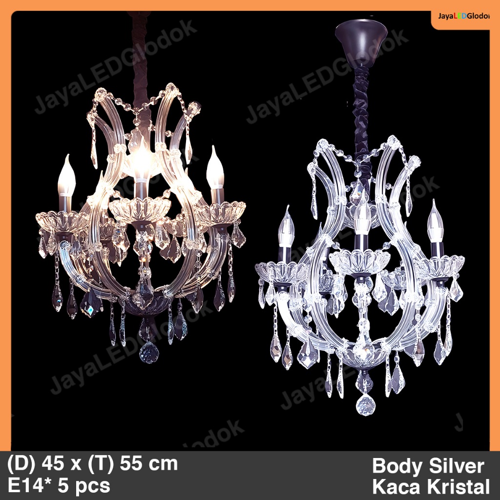 Lampu Gantung Kristal Chandelier Ruang Tamu Elegan Kecil Hias 45 cm