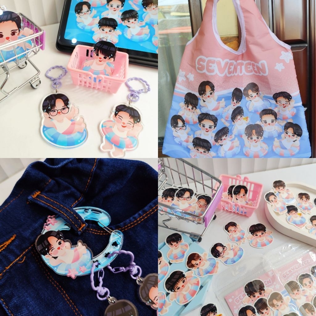 (PO) SEAventeen (Carat's Ocean View) Keychain, carabiner, sticker pack, foldable shopping bag | ganc