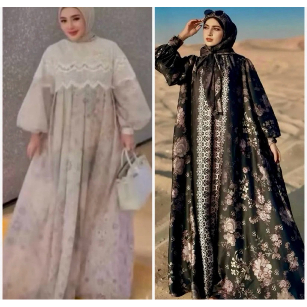 Shellasaukia GAMIS SET HIJAB JUMBO DRESS Terbaru GAMIS PRINTING Rompi Swarosvki DUBAI SET HIJAB MONO