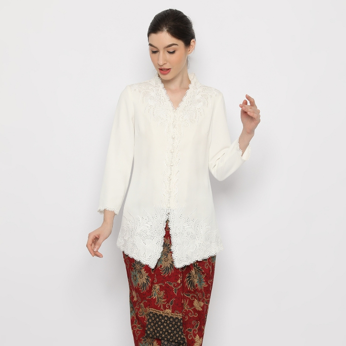 Lyne Halim Blouse Kebaya Bordir, Broken White 02709