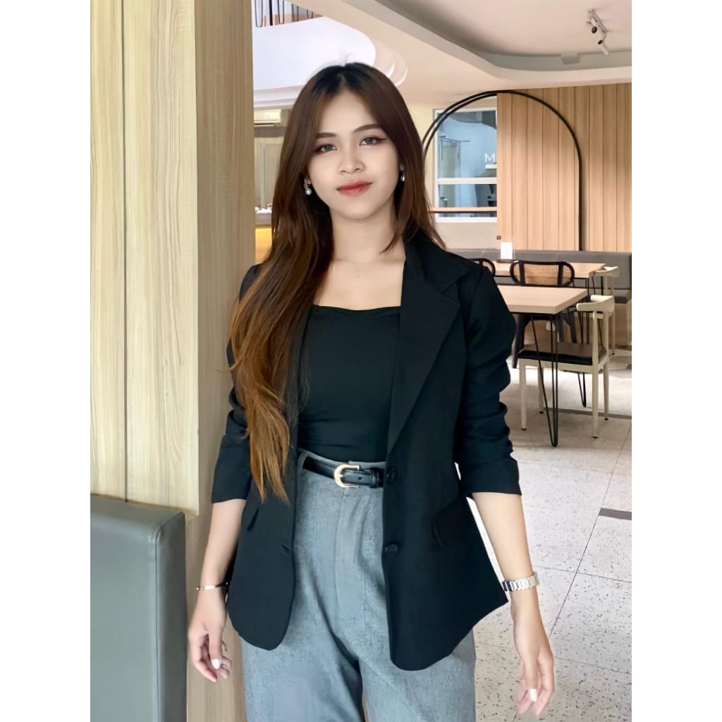 Blazer kerja wanita lengan panjang jas kerja wanita blazer hitam wanita blazer kantor kekinian