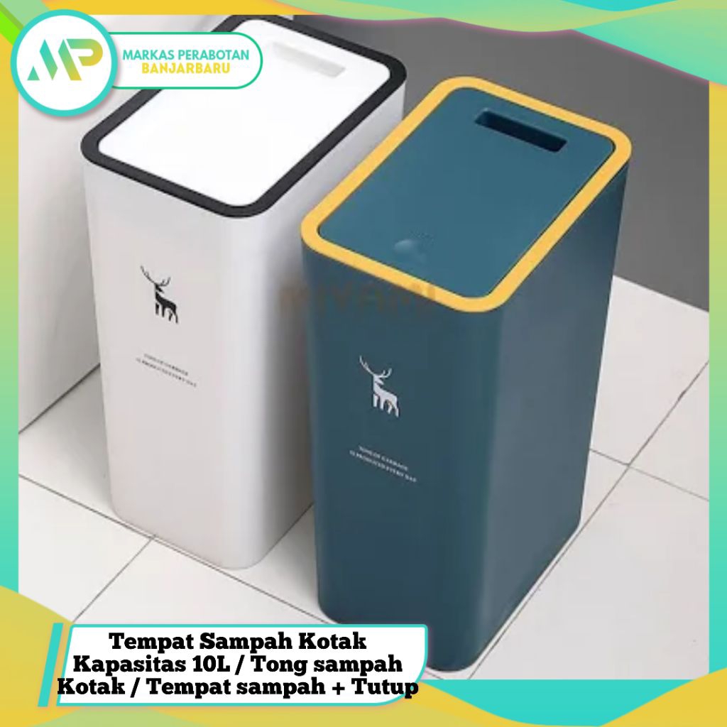Tempat Sampah Kotak Kapasitas 10L / Tong sampah Kotak / Tempat sampah + Tutup