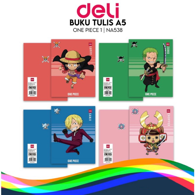 

BUKU TULIS SEKOLAH | ONE PIECE | DELI A5 | ISI 10 BUKU | 38 LEMBAR | 65 GRAM