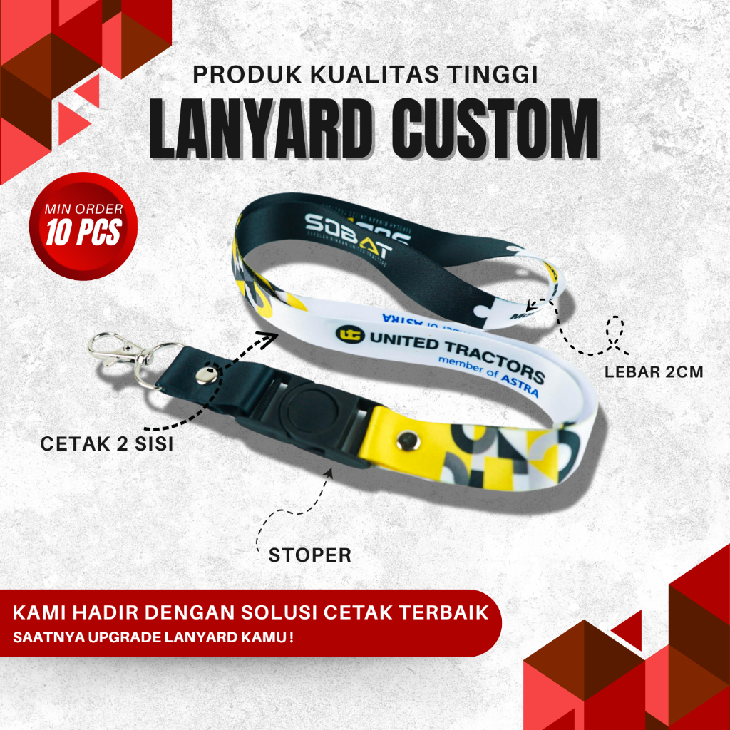 

Cetak Tali ID Card Custom Ukuran 2cm 2 sisi Bahan Tali Tisu | Gantungan Name Tag