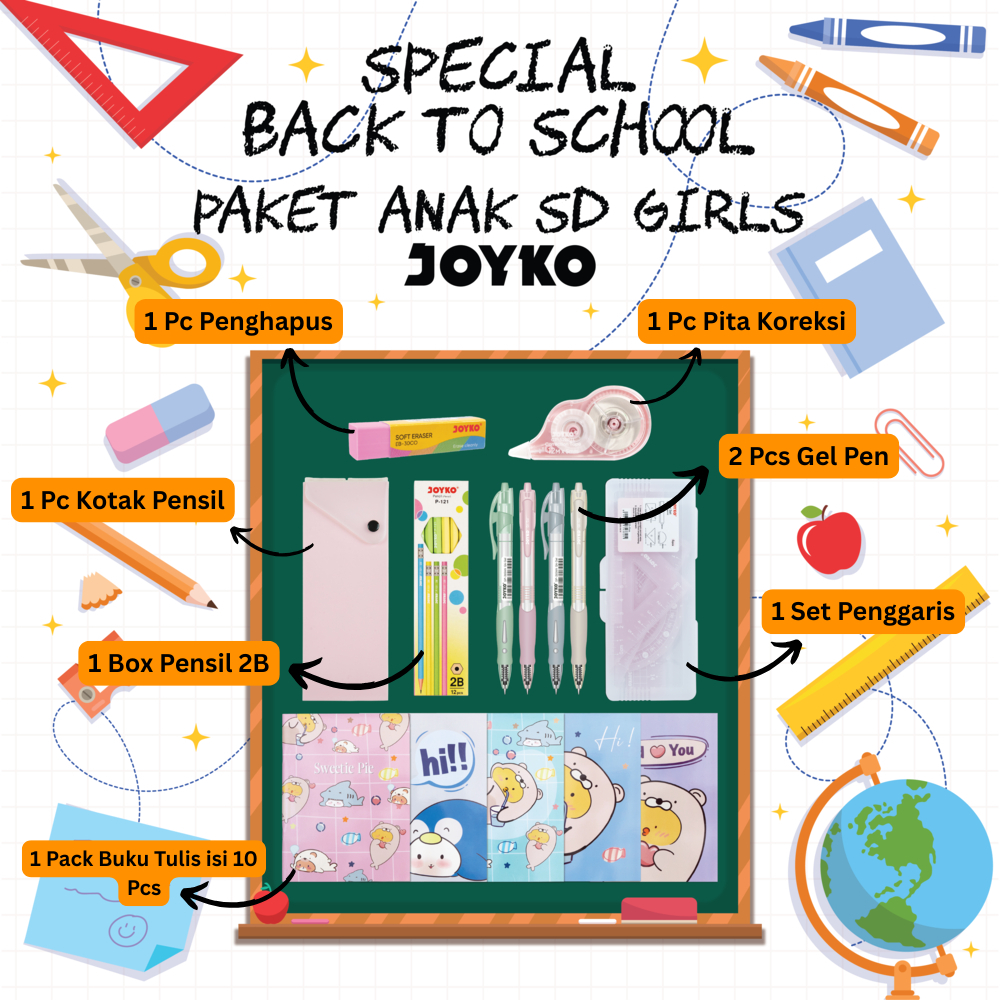 

JOYKO [7 in 1 Package] Back To School Paket Anak SD Girls