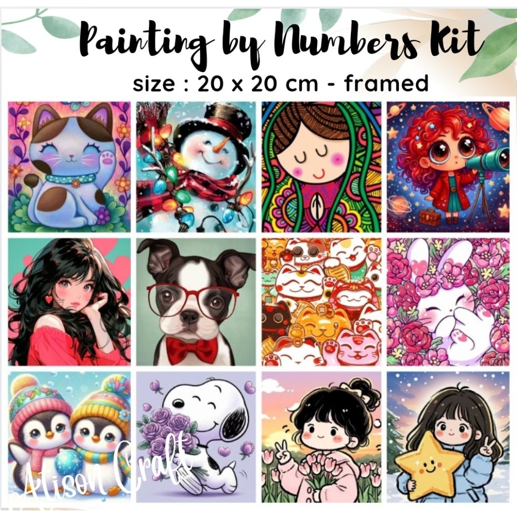 

mini diy paint by number kit ready jakarta. painting by numbers 20x20cm - world series