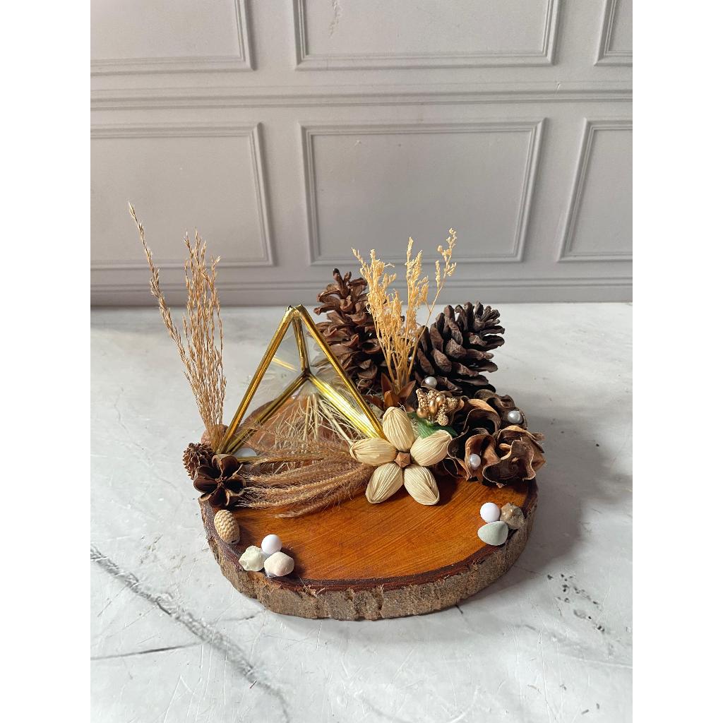 Ring Bearer Terarium Gantung, Tempat Perhiasan Rustic dan Artificial