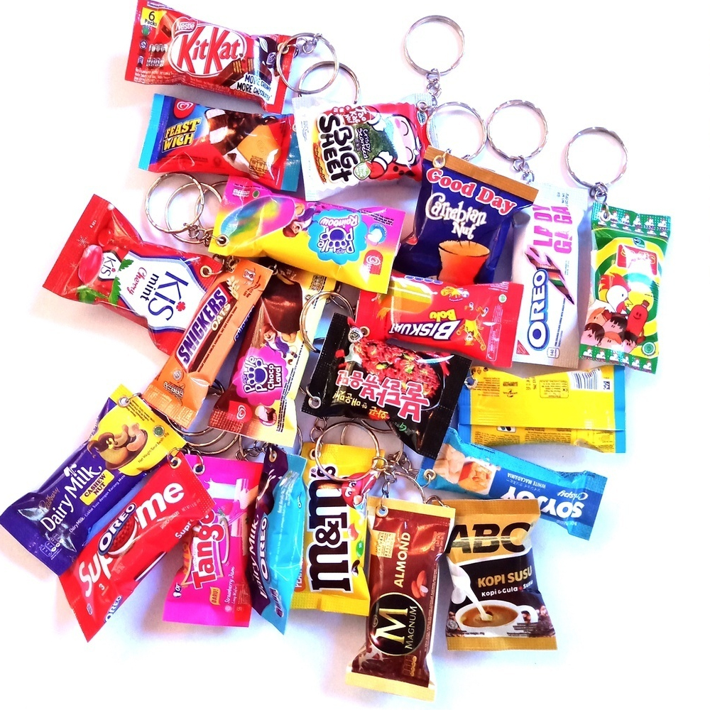 Gantungan Kunci Snack Miniatur Makanan Ringan Souvenir Pernikahan Ulang Tahun Mini Kecil Murah lucu