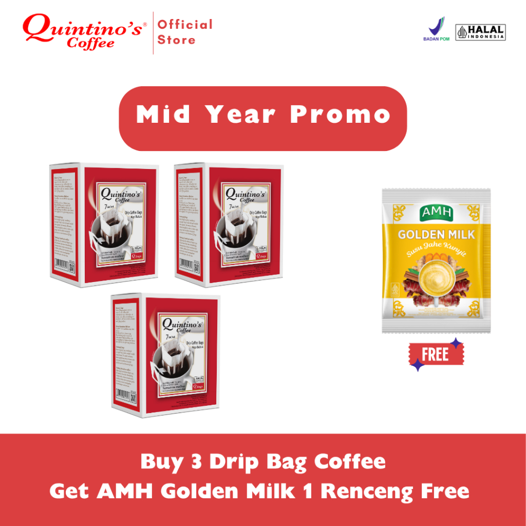 

Quintino's Coffee - Drip Coffee Bag Sumatran Mellow Folding Box 7 x 10gr (3box free AMH Golden Milk)