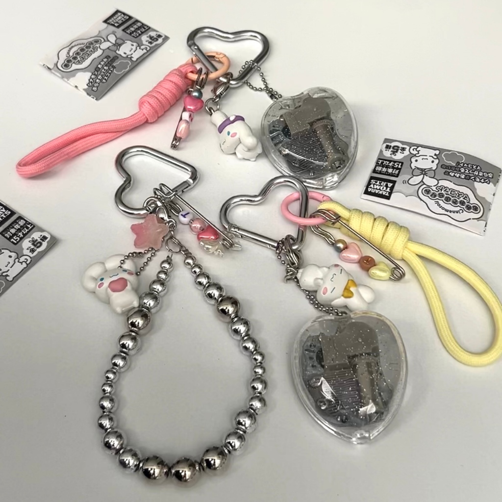Cinnamoroll Bag Charm with Pendant, Music Box, Heart Carabiner | Sanrio Keychain