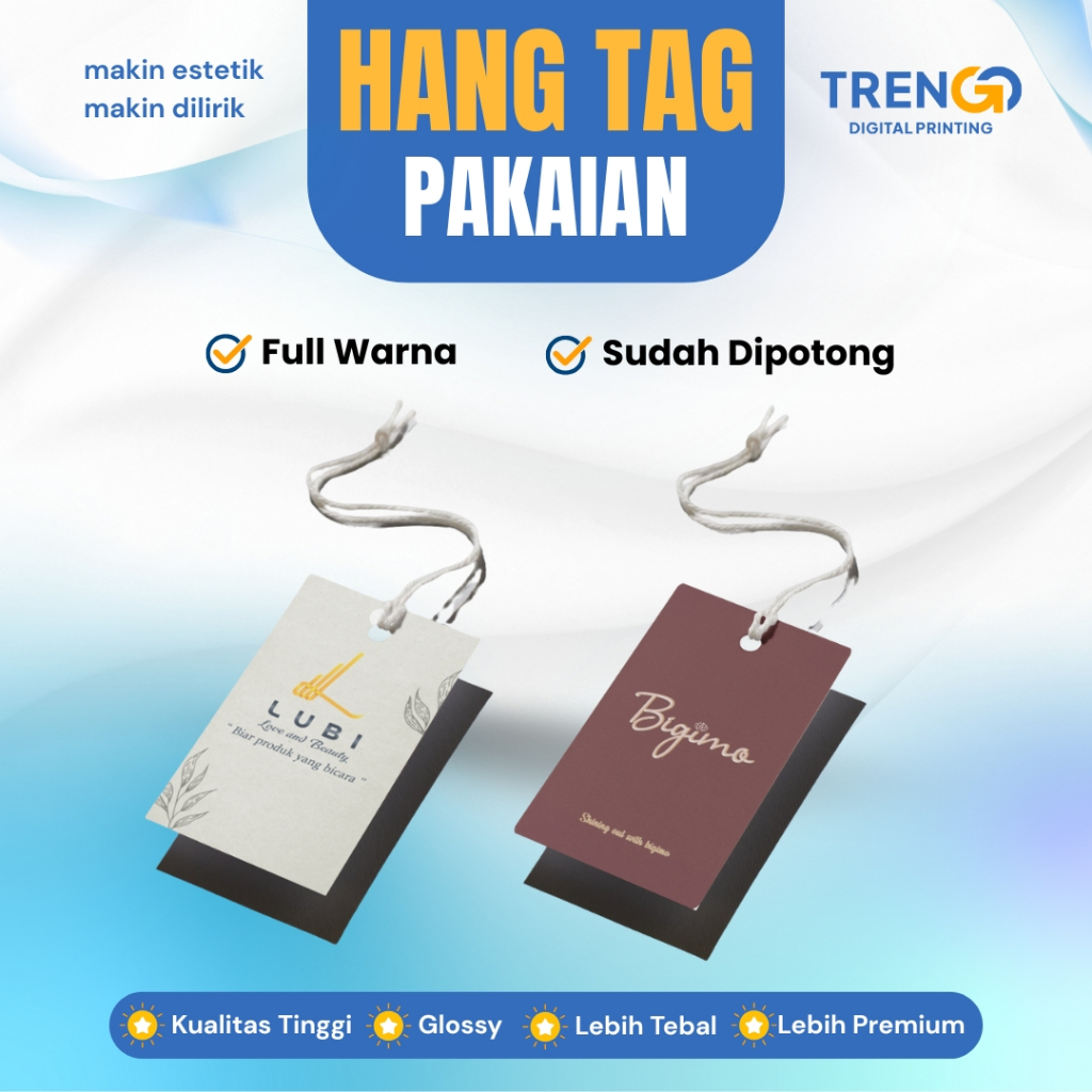 Label Hangtag Baju | Hang Tag Baju | Hang Tag Custom | Hang Tag Premium | Tebal Full Warna