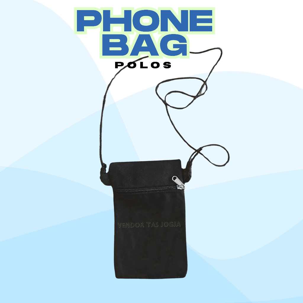 Phone Bag Kanvas Simple Hitam Polos