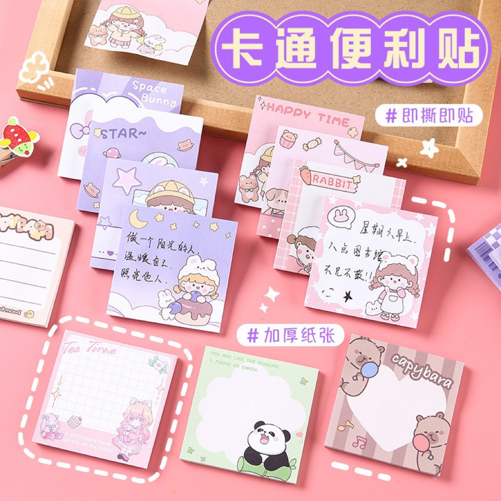 

MELOTOD Sticky Notes Notepad Buku Kecil Karakter Capybara Panda Boneka Princess Anak