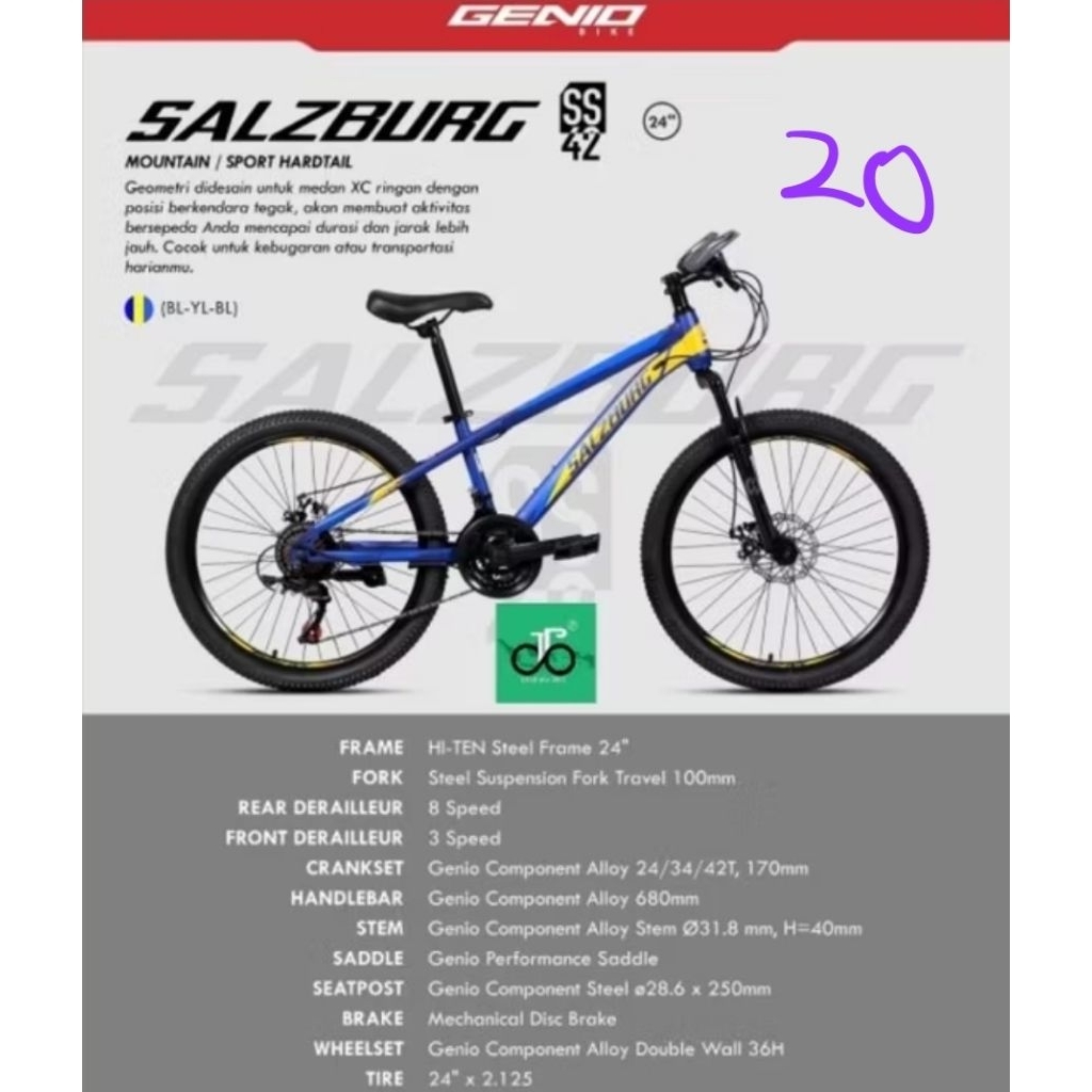 Sepeda MTB 20" Genio Salzburg SS-42 (SS42) TERBARU 20an