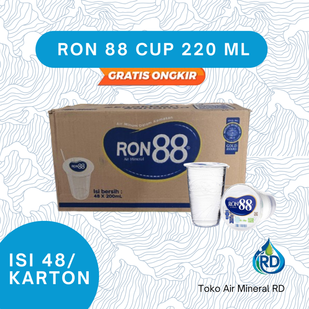 

RD - RON 88 Cup 220 ML 1 Dus - Isi 48 x 220 ML - Air Minum Mineral Botol