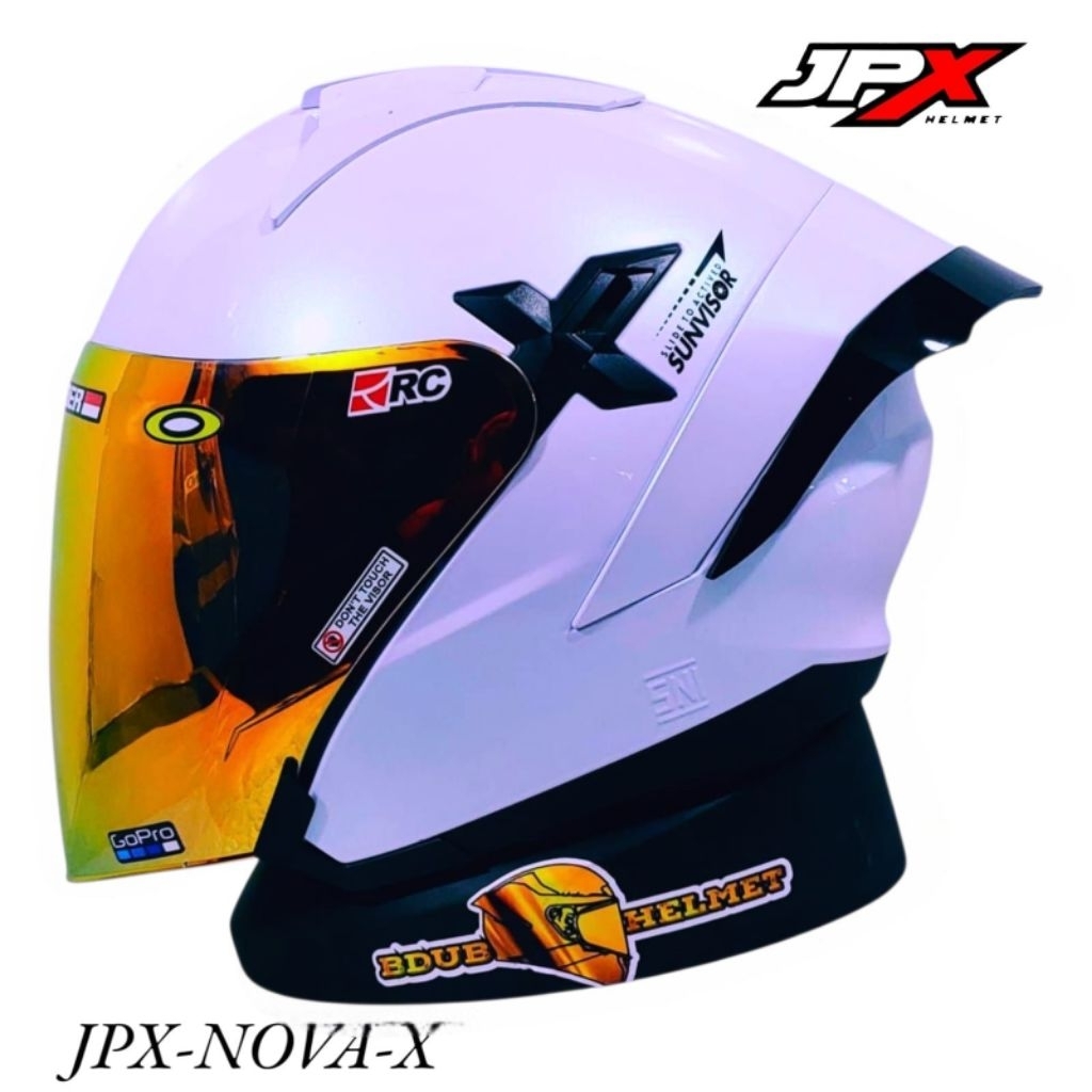 Helm Jpx Nova x solid putih/white paket ganteng 100% Ori jpx