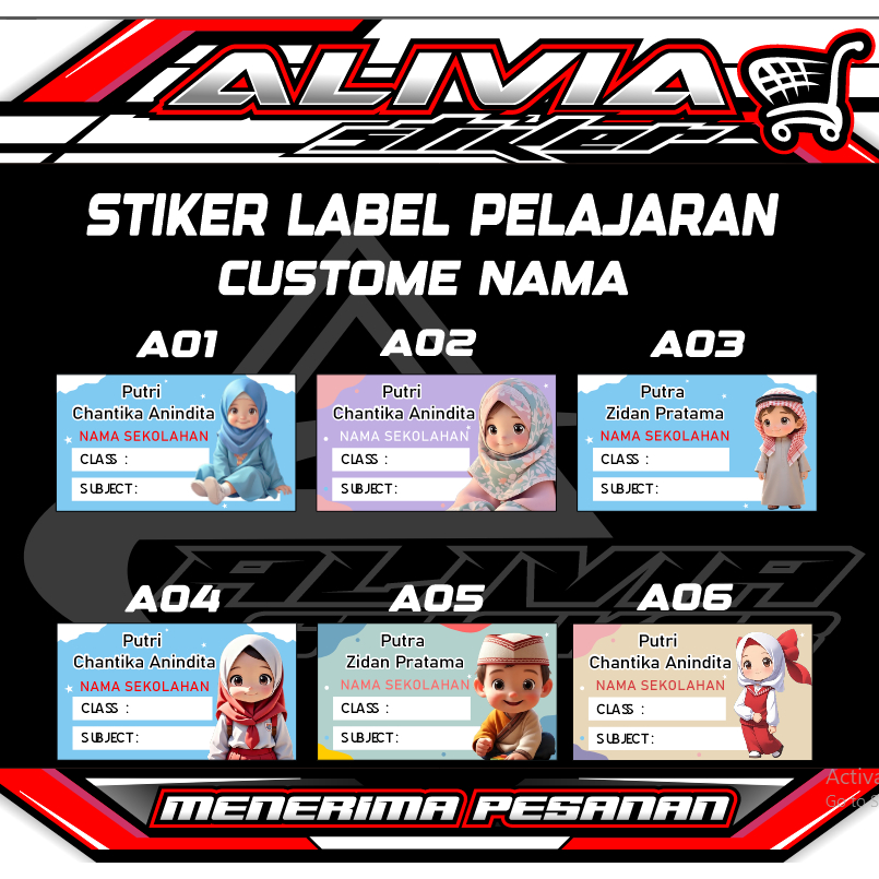 

Stiker Label Pelajaran-Stiker Bisa Custome Design-Stiker Nama-Stiker Harga Lembaran