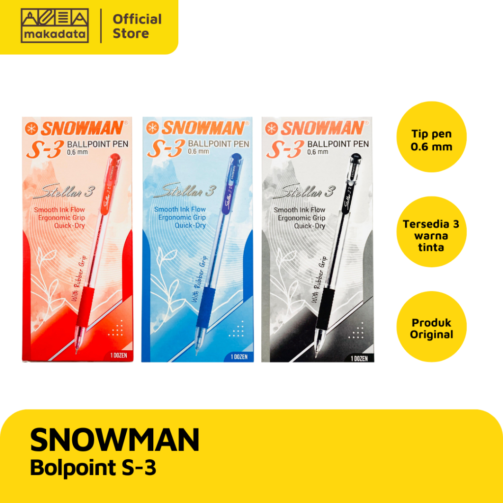 

BOLPOINT / BOLPEN / PULPEN GEL SNOWMAN S-3 (1 PACK) MURAH