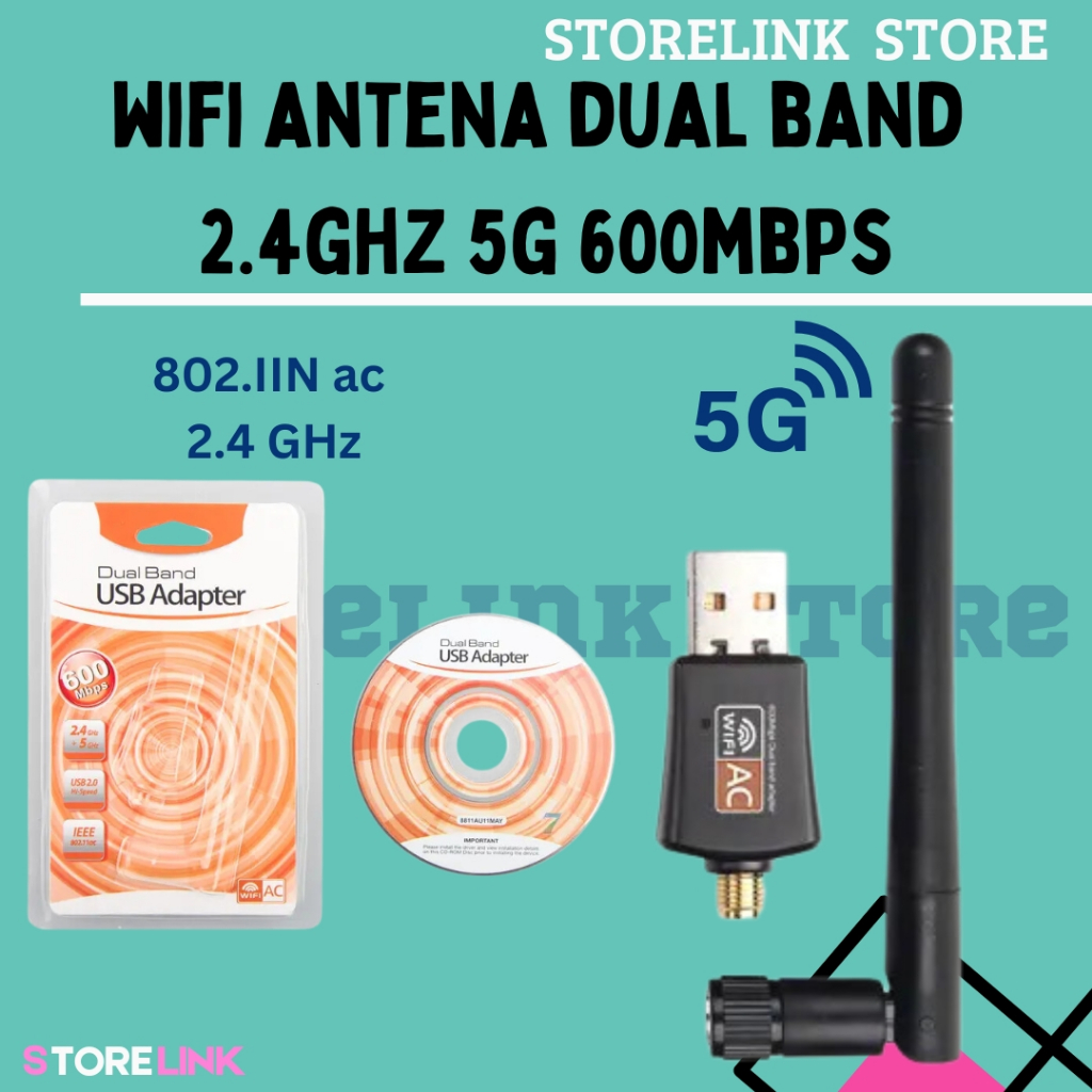 Adaptor WiFi USB 6000Mbps, Adaptor USB Nirkabel Dual Band 2.4/5.8 GHz, Penerima Eksternal USB 3.0/ U