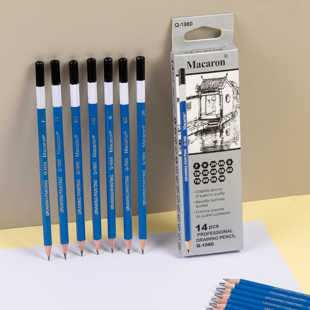 

14Pcs Seni Pensil Sketch Profesional, F/H/2H/HB/B/2B/3B/4B/5B/6B/7B/8B/9B/10B, Pinsel Grafit Lead kayu, Melukis Pensil Menulis, Pensil Gambar