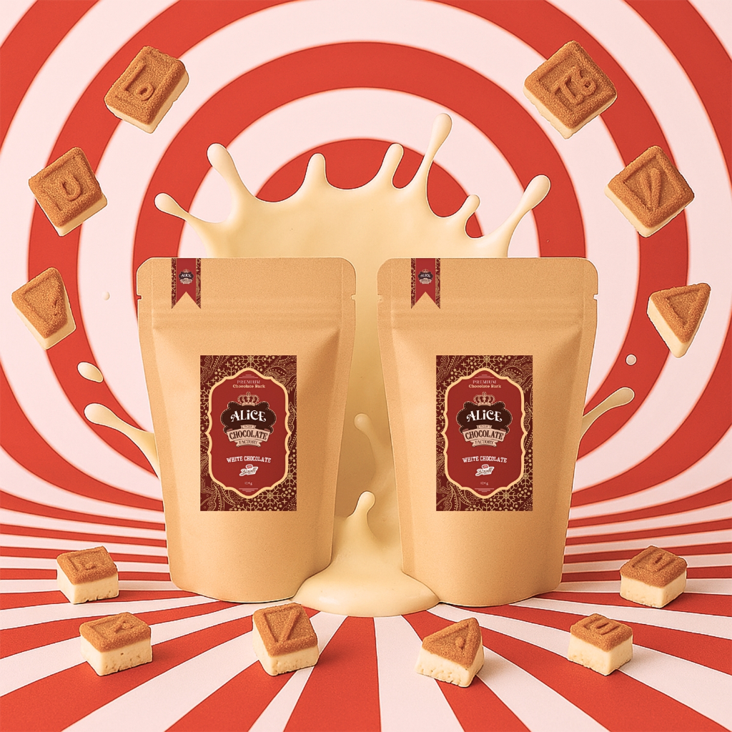 

ALICE CHOCOLATE - Duo Delight! 2 pcs White Chocolate Bark with Lotus Biscoff and Rice Crispy | Bundling 2 Pouch Snack Coklat Putih dengan Lotus Biscoff dan Rice Crispy
